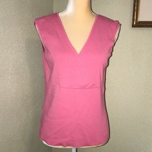 Ann Taylor Loft Pink V-neck Sleeveless Sweater Lg
